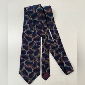 J Garcia Geometric Patterned Tie in Purple and Blue